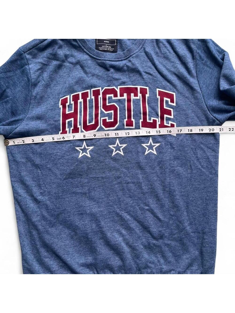 Cotton On Blue Hustle Grunge Medium Crewneck Sweatshirt - Picture 4 of 6